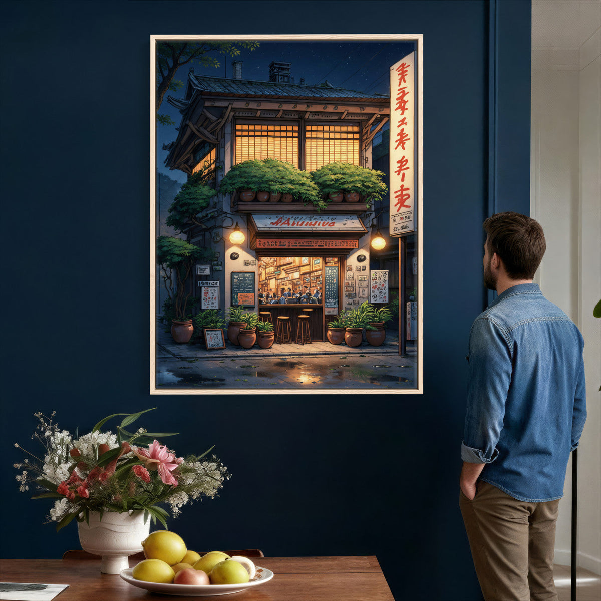 Evening at the Ramen Shop Canvas Wall Art — Japan Night