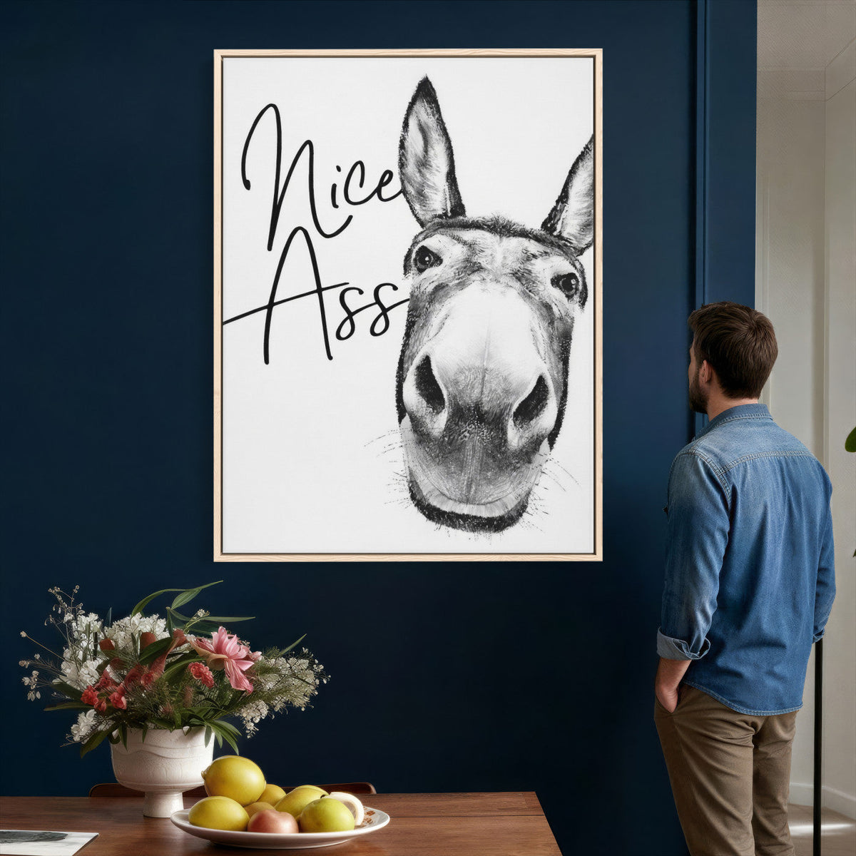 Nice Ass Funny Canvas Wall Art for Bathroom Wall Decor Cute