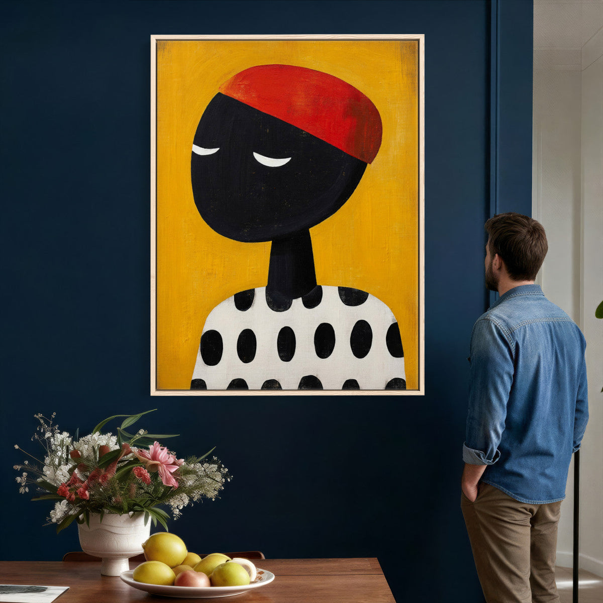 Abstract Portrait Wall Art Canvas Print, Framed Modern