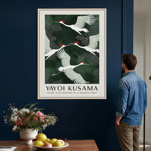 Yayoi Kusama Crane Bird Wall Art Canvas Print, Japanese