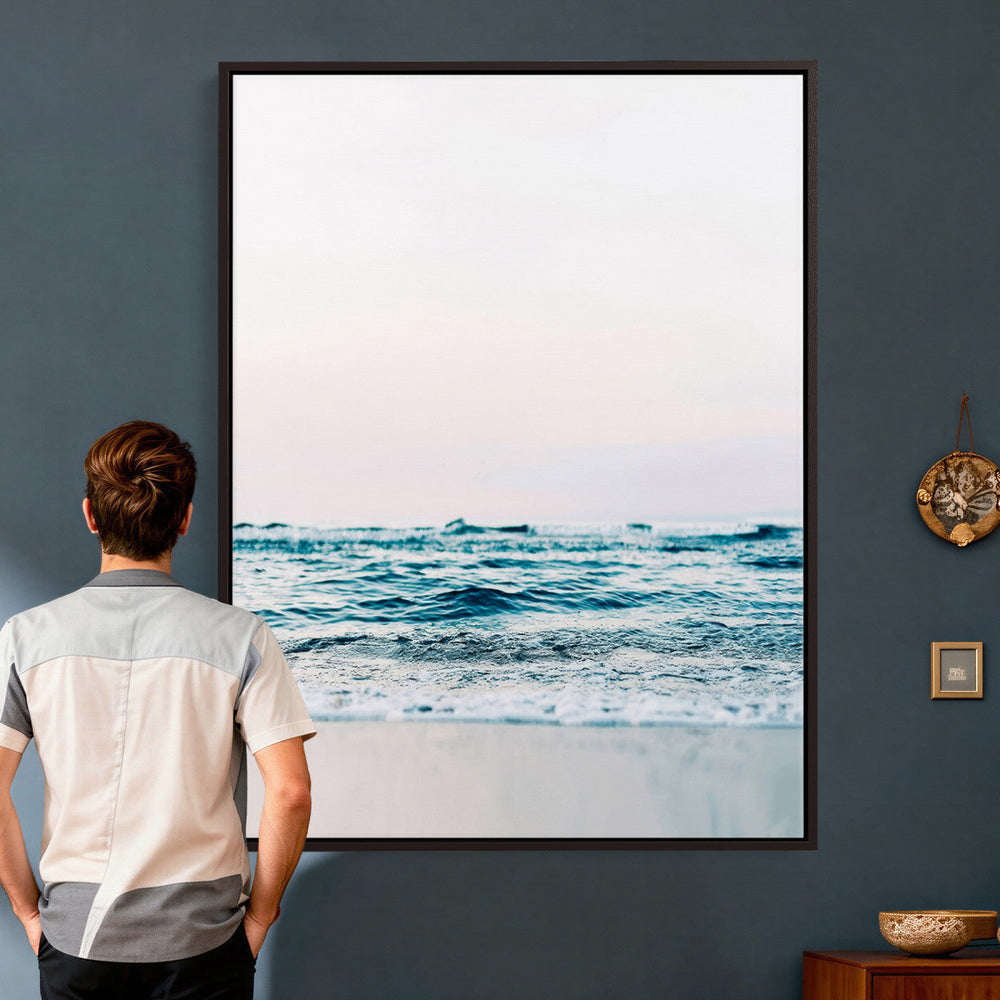 Minimal Ocean Wave Wall Art Canvas Print – Coastal Seascape