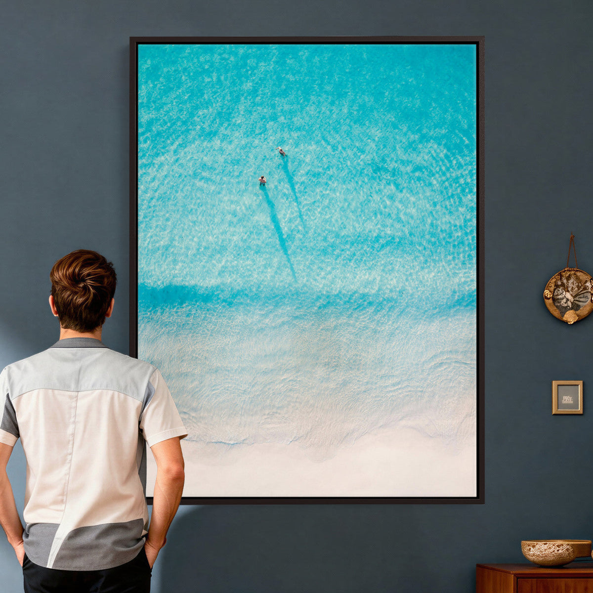 Aerial Turquoise Beach Wall Art Canvas Print – Minimal