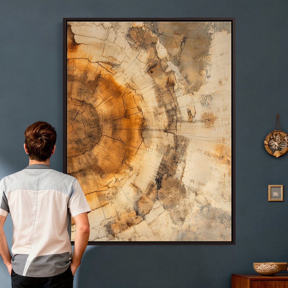 Abstract Wood Ring Wall Art Canvas Print – Natural Tree Ring