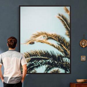 Palm Leaves Wall Art Canvas Print, Minimal Tropical Palm