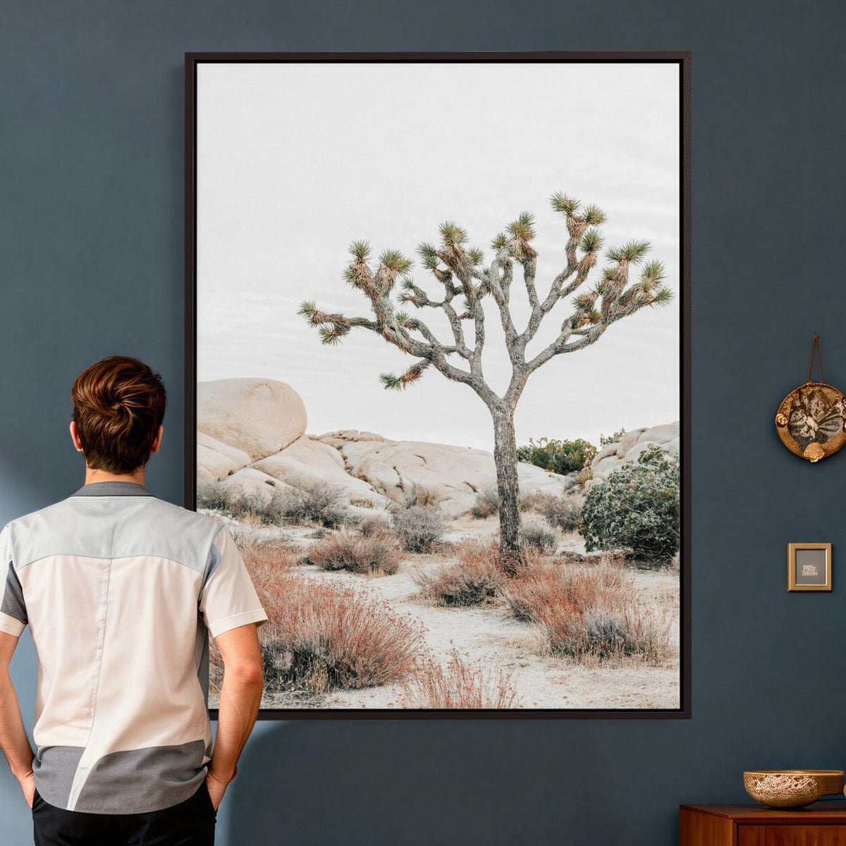 Joshua Tree Desert Wall Art Canvas Print, Minimal Southwest