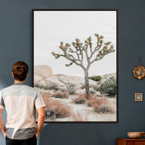 Joshua Tree Desert Wall Art Canvas Print, Minimal Southwest