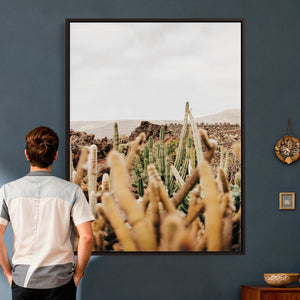 Minimal Desert Cactus Wall Art Canvas Print, Neutral