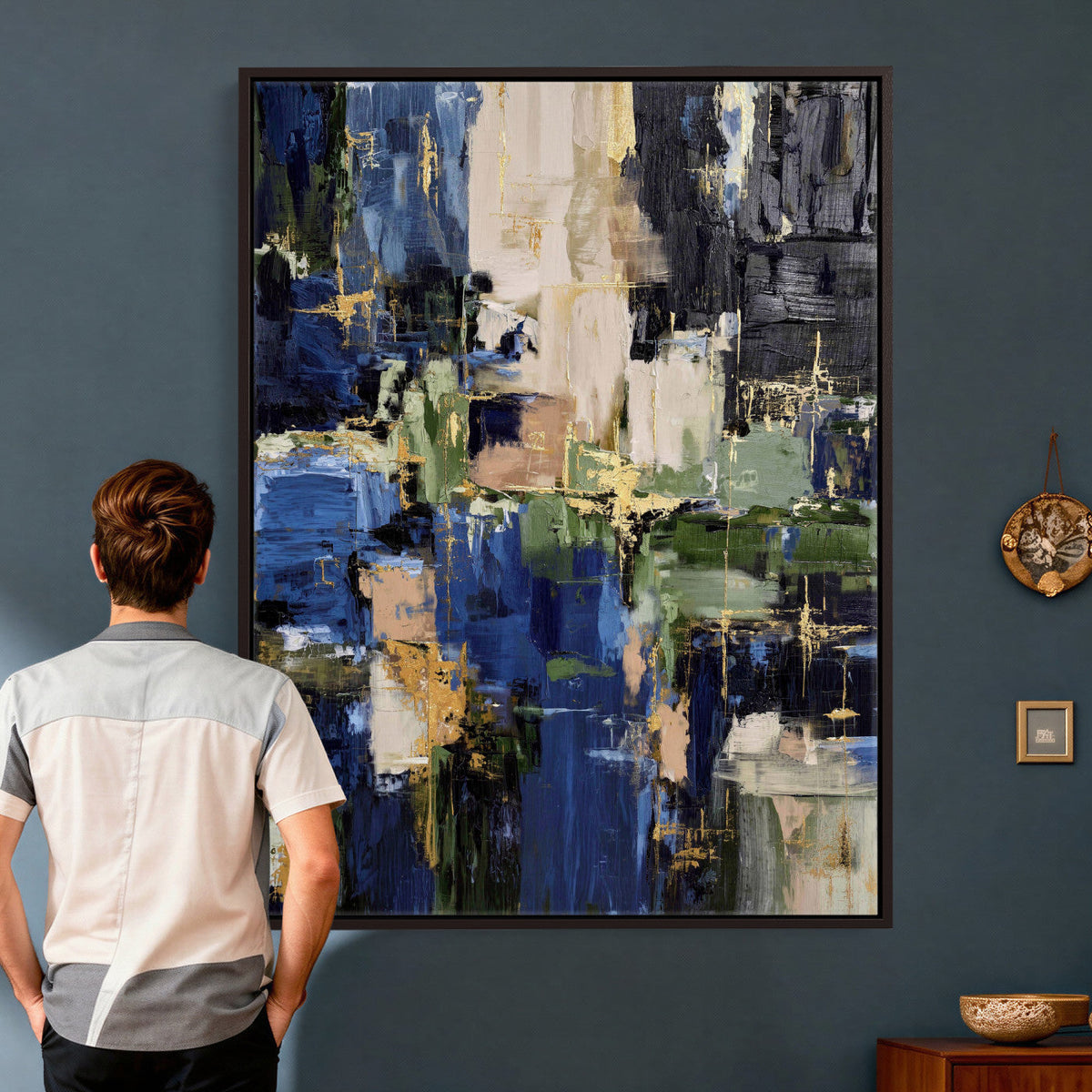 Abstract Dark Blue Wall Art Canvas Print