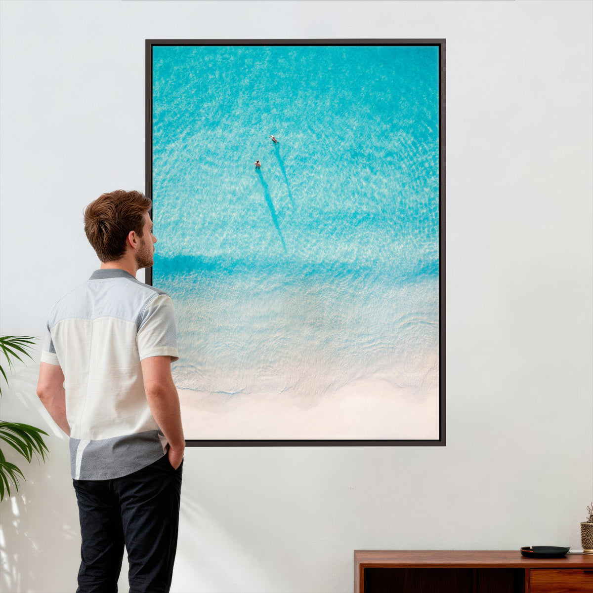 Aerial Turquoise Beach Wall Art Canvas Print – Minimal
