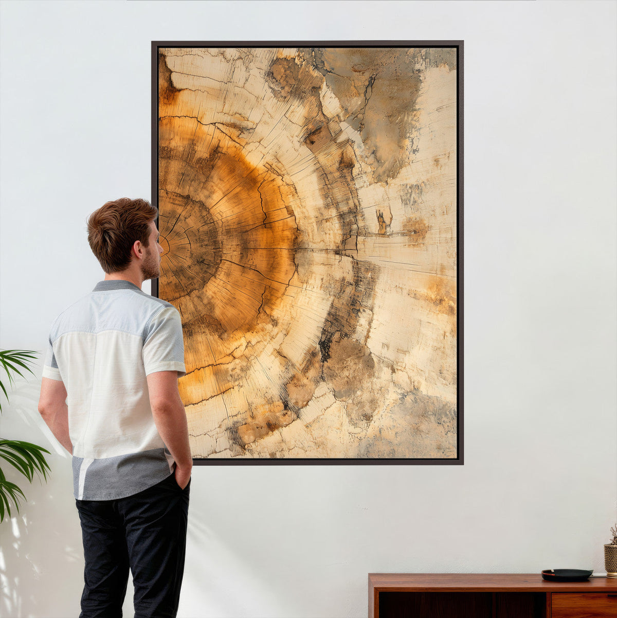 Abstract Wood Ring Wall Art Canvas Print – Natural Tree Ring