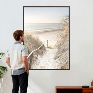 Coastal Beach Path Wall Art Canvas Print – Neutral Ocean