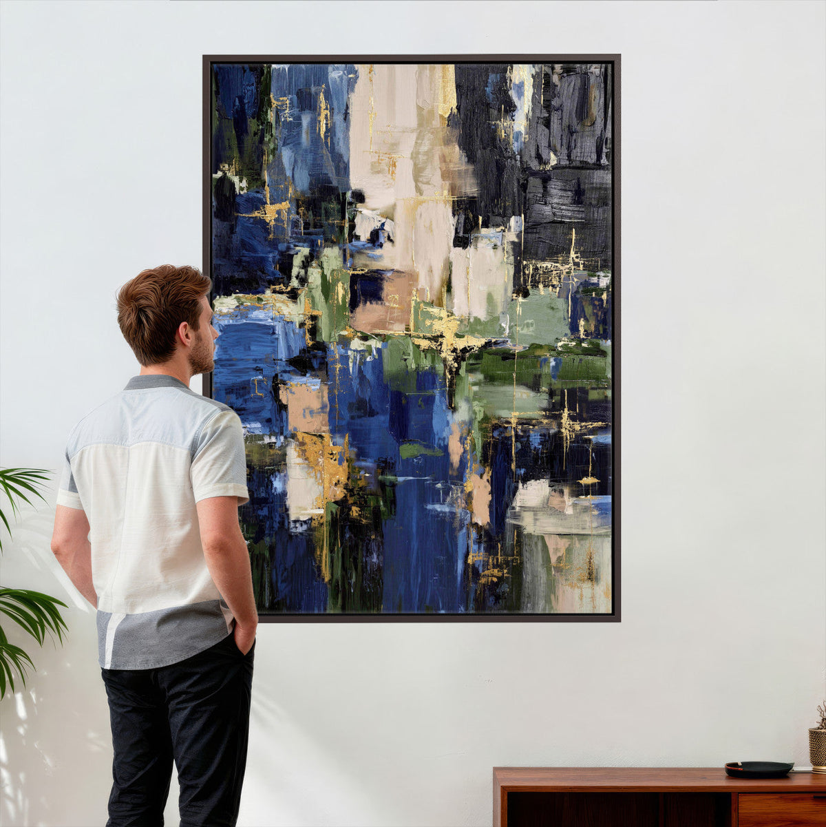 Abstract Dark Blue Wall Art Canvas Print