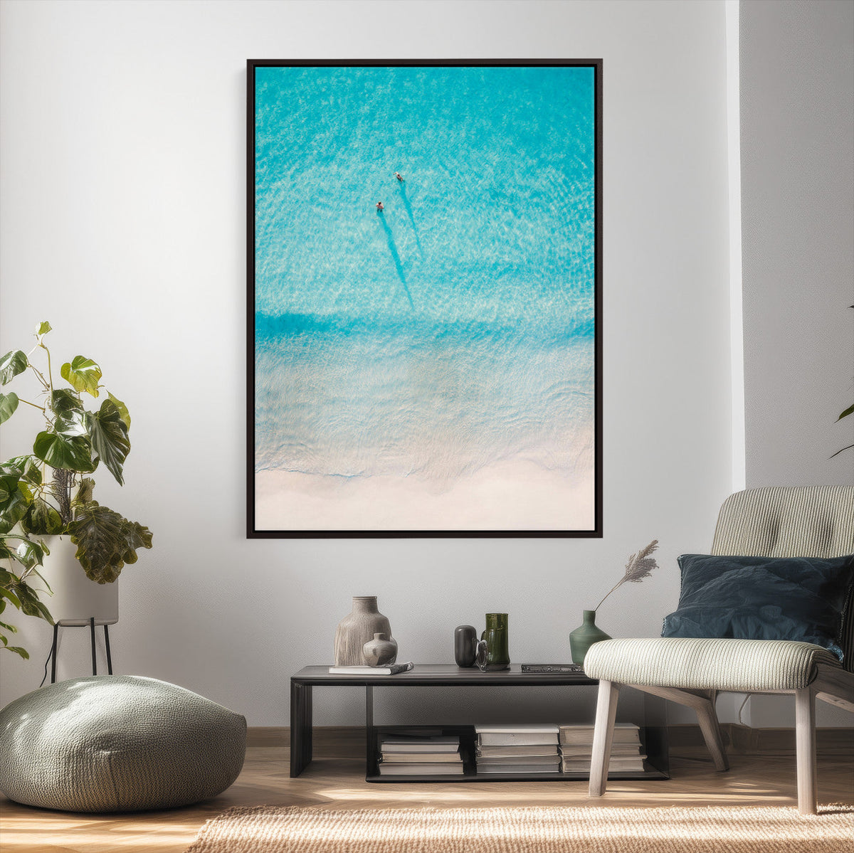 Aerial Turquoise Beach Wall Art Canvas Print – Minimal