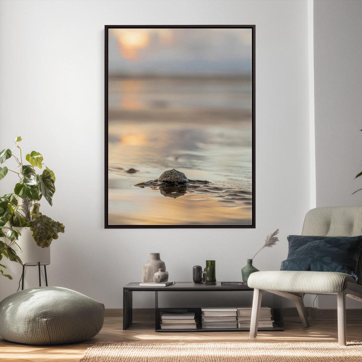 Sea Turtle Hatchling Wall Art Canvas Print – Soft Coastal