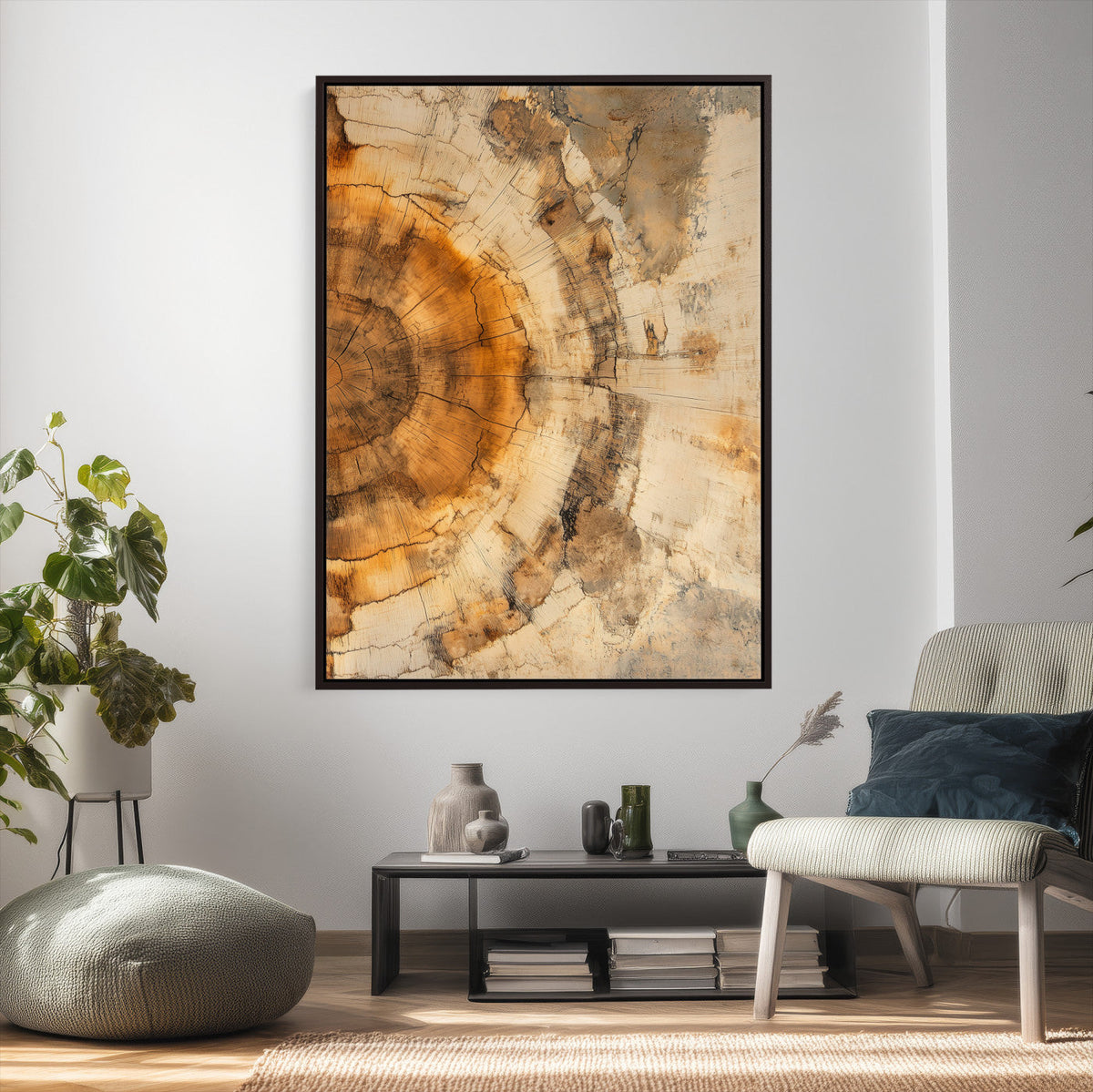 Abstract Wood Ring Wall Art Canvas Print – Natural Tree Ring