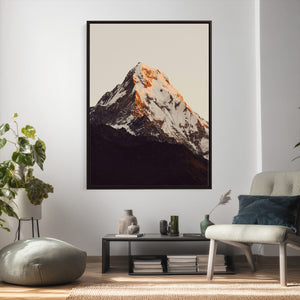 Golden Peak Mountain Wall Art Canvas Print, Minimal Alpine