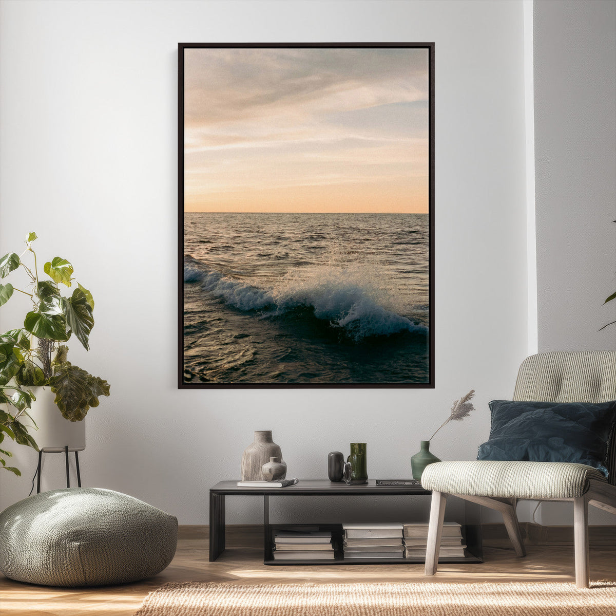 Ocean Wave Wall Art Canvas Print, Calm Coastal Nature