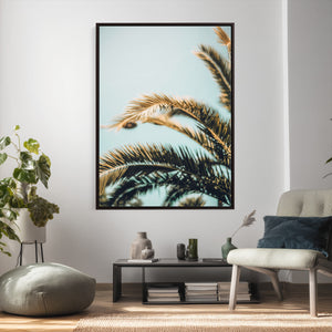 Palm Leaves Wall Art Canvas Print, Minimal Tropical Palm