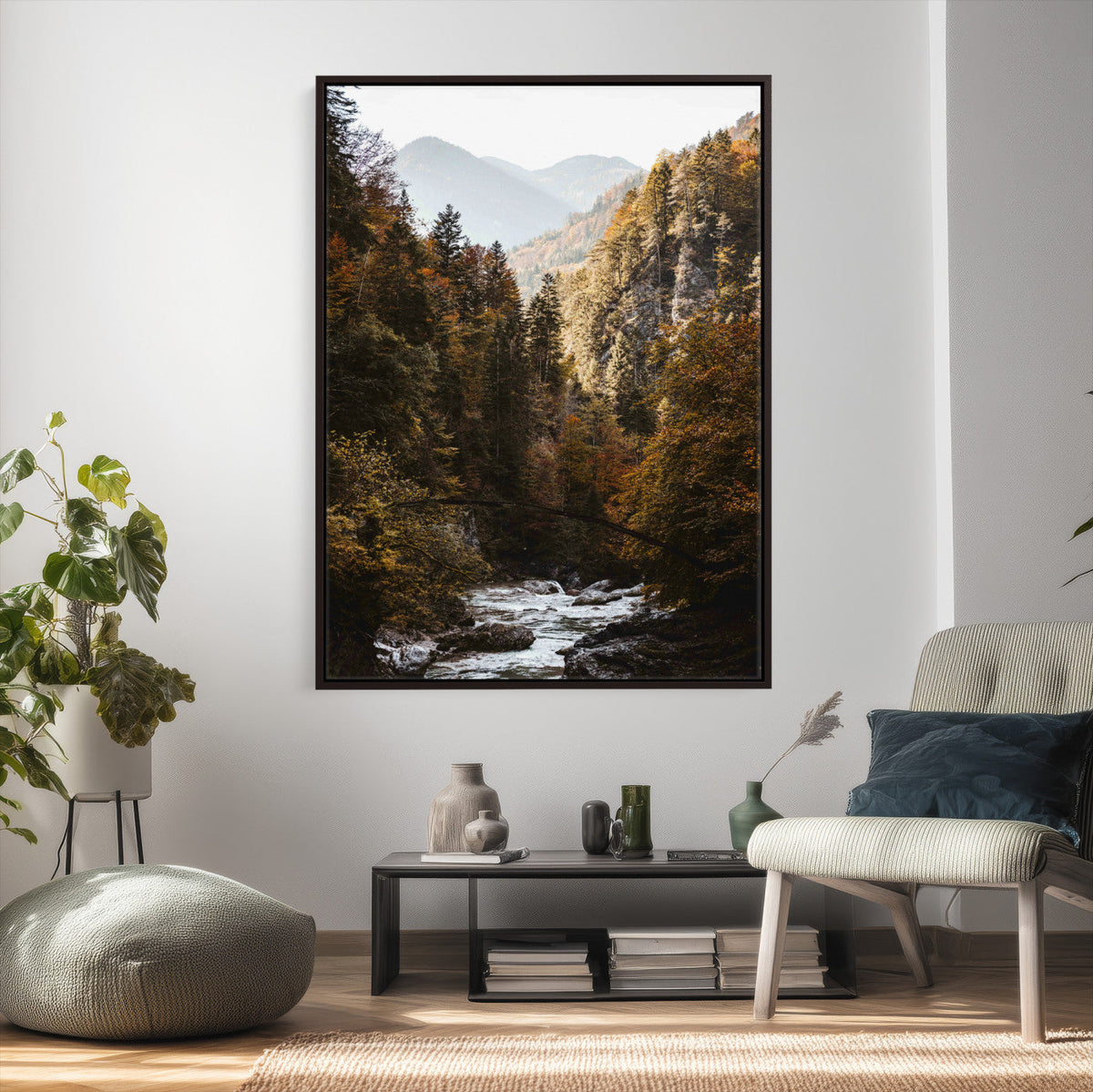 Autumn Forest Mountain Wall Art Canvas Print, Nature