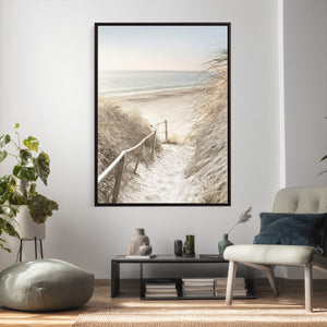 Coastal Beach Path Wall Art Canvas Print – Neutral Ocean
