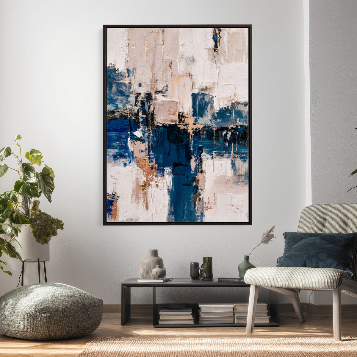 Abstract Navy Blue Wall Art Canvas Print