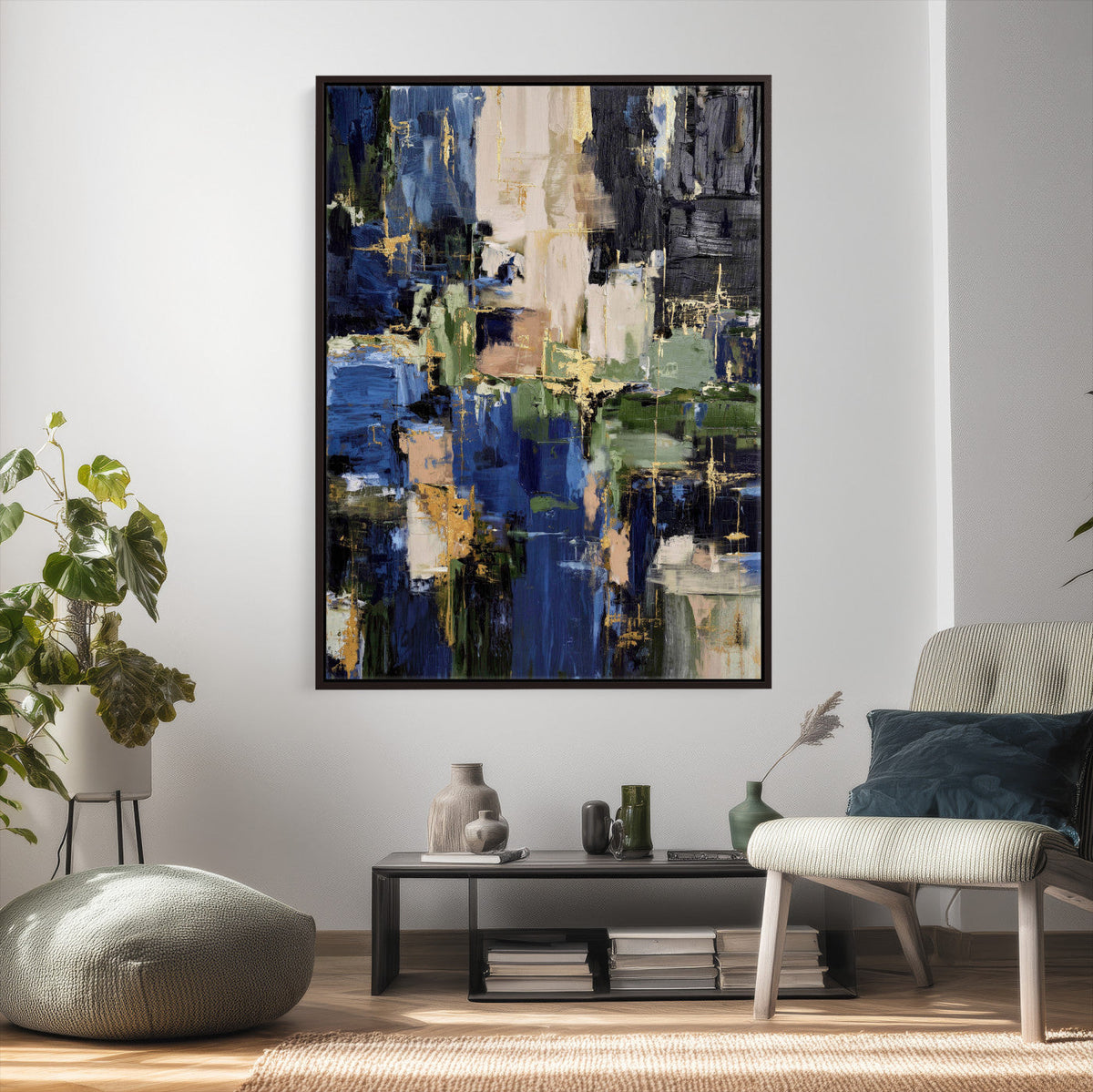 Abstract Dark Blue Wall Art Canvas Print