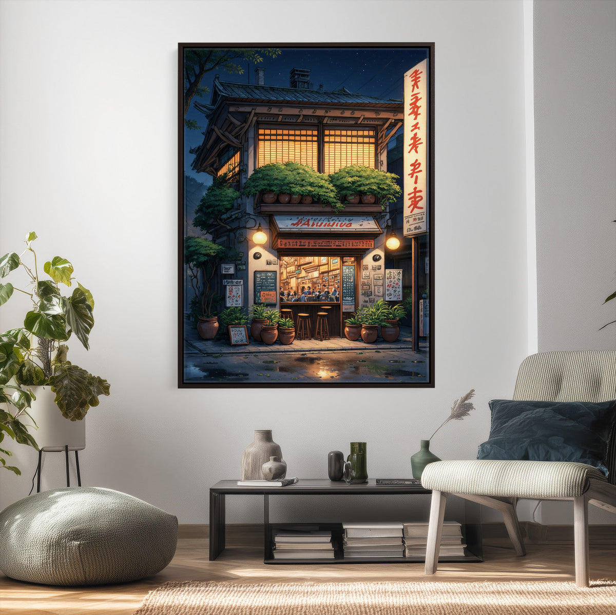 Evening at the Ramen Shop Canvas Wall Art — Japan Night