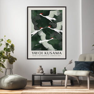 Yayoi Kusama Crane Bird Wall Art Canvas Print, Japanese