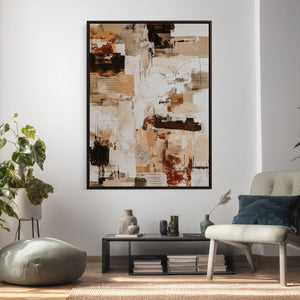 Blue Teal Abstract Canvas Wall Art, Modern Textured Painting Print, Navy Orange White Contemporary Art, Neutral Living Room Decor, Office Art