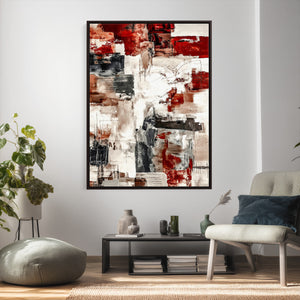 Blue Teal Abstract Canvas Wall Art, Modern Textured Painting Print, Navy Orange White Contemporary Art, Neutral Living Room Decor, Office Art