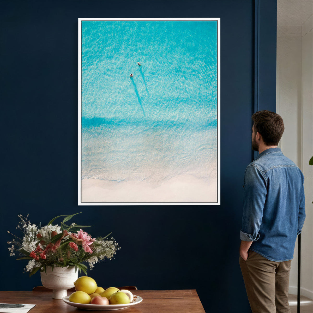 Aerial Turquoise Beach Wall Art Canvas Print – Minimal