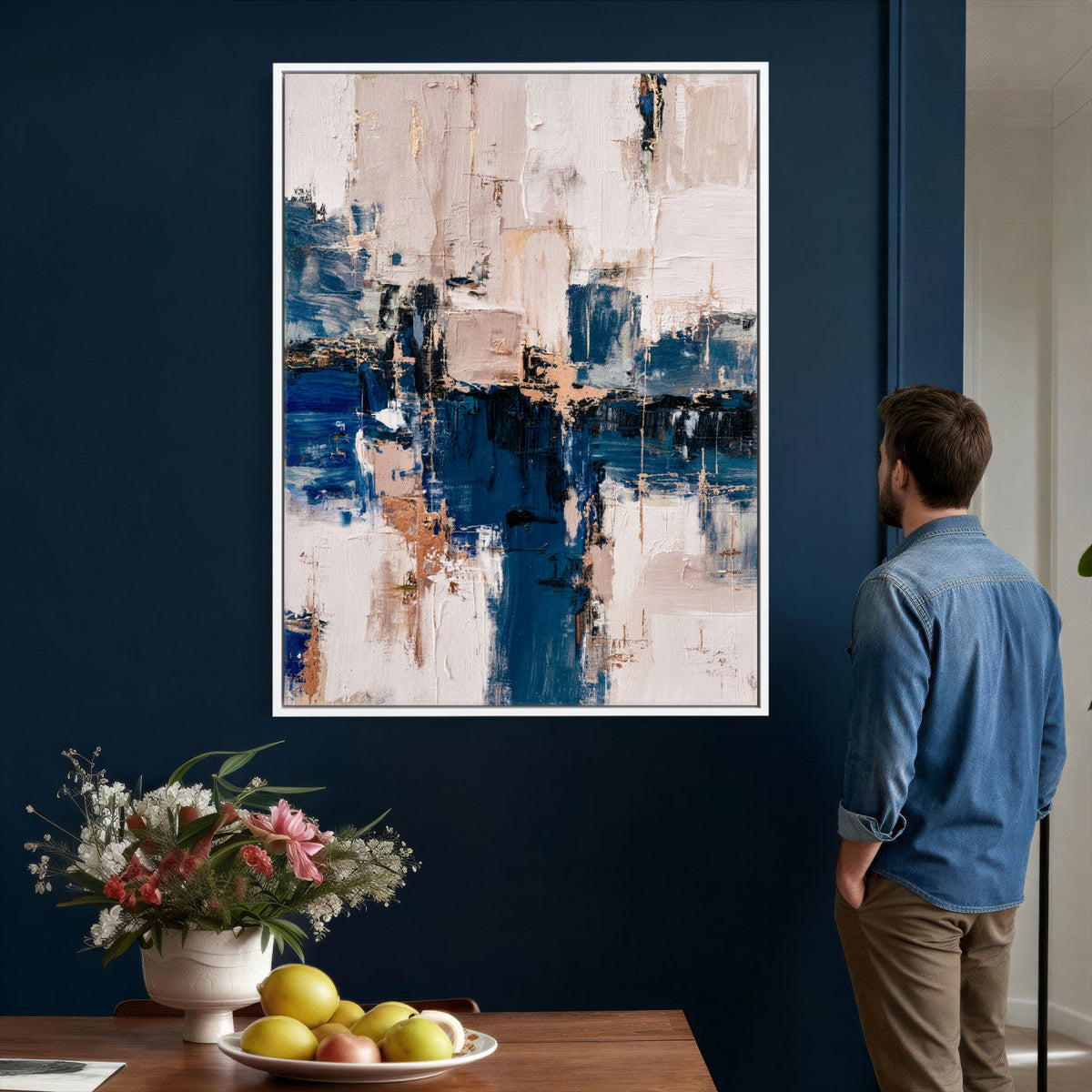 Abstract Navy Blue Wall Art Canvas Print