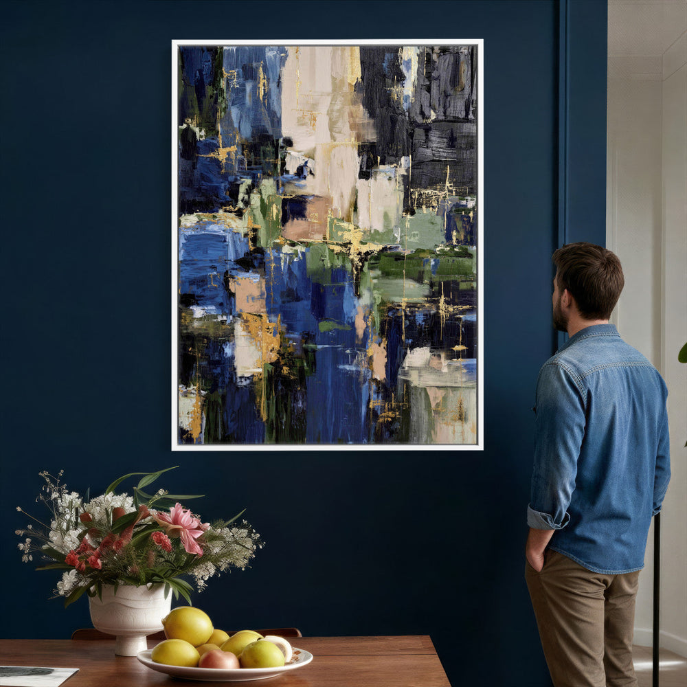 Abstract Dark Blue Wall Art Canvas Print