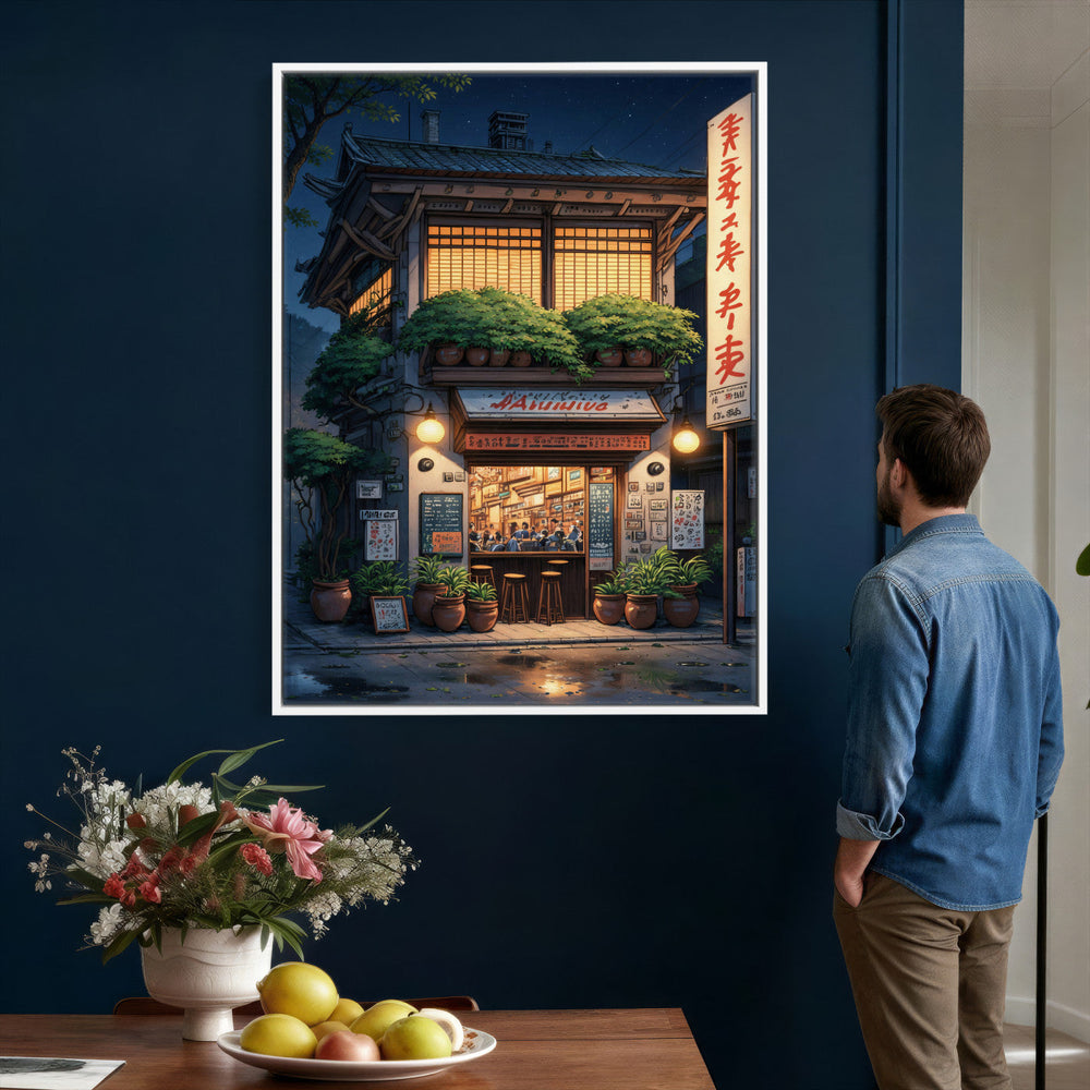 Evening at the Ramen Shop Canvas Wall Art — Japan Night