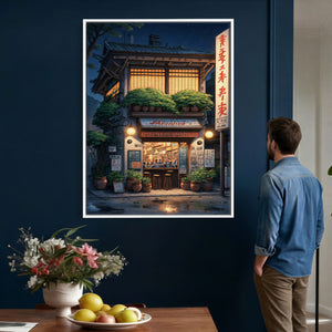 Evening at the Ramen Shop Canvas Wall Art — Japan Night