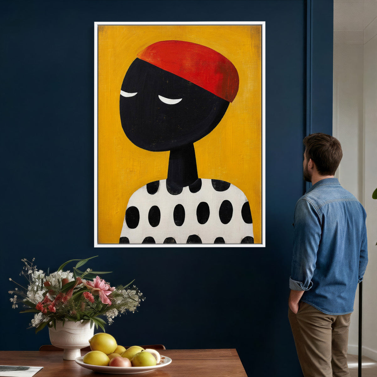 Abstract Portrait Wall Art Canvas Print, Framed Modern