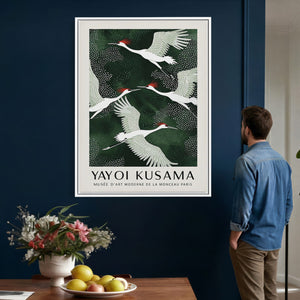 Yayoi Kusama Crane Bird Wall Art Canvas Print, Japanese