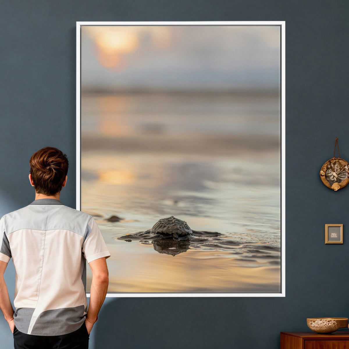 Sea Turtle Hatchling Wall Art Canvas Print – Soft Coastal