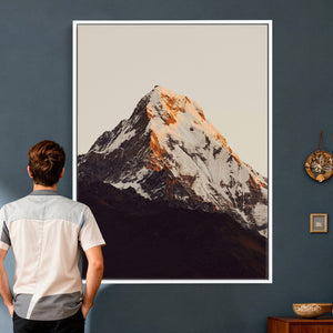 Golden Peak Mountain Wall Art Canvas Print, Minimal Alpine