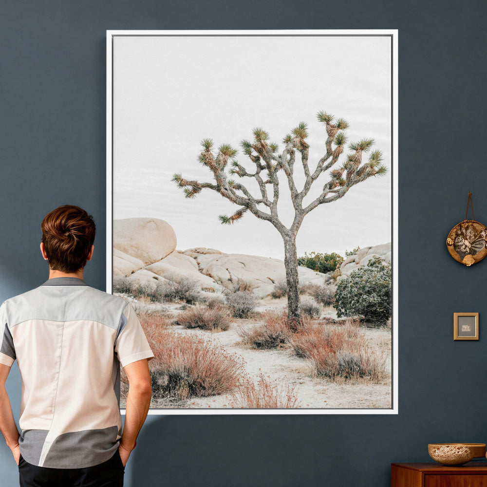 Joshua Tree Desert Wall Art Canvas Print, Minimal Southwest