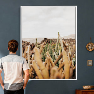 Minimal Desert Cactus Wall Art Canvas Print, Neutral