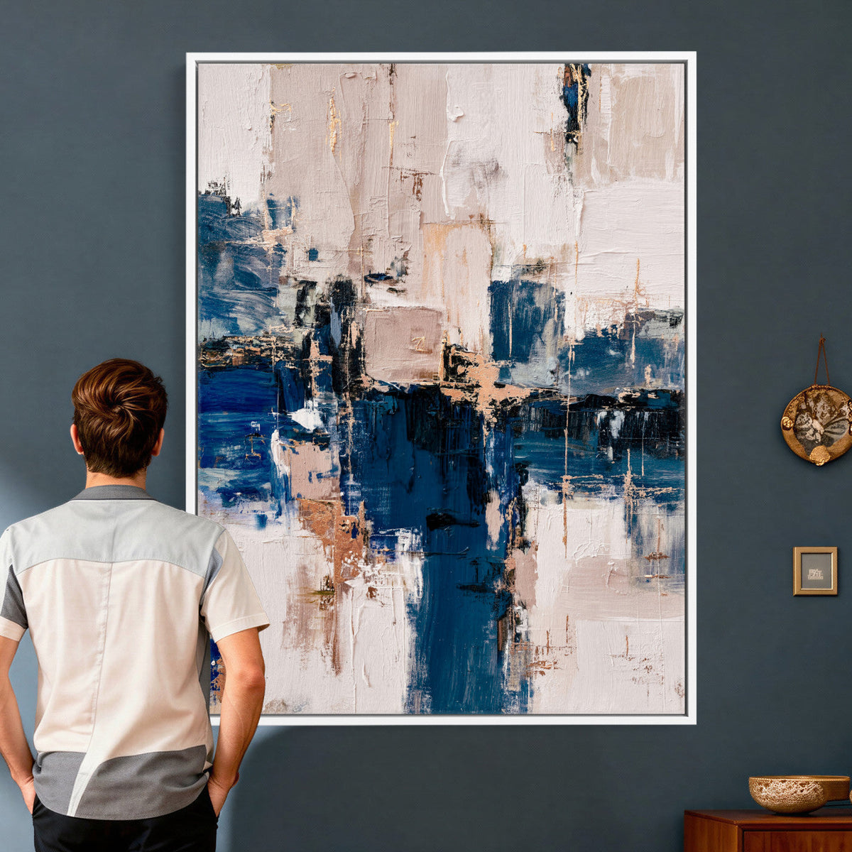 Abstract Navy Blue Wall Art Canvas Print