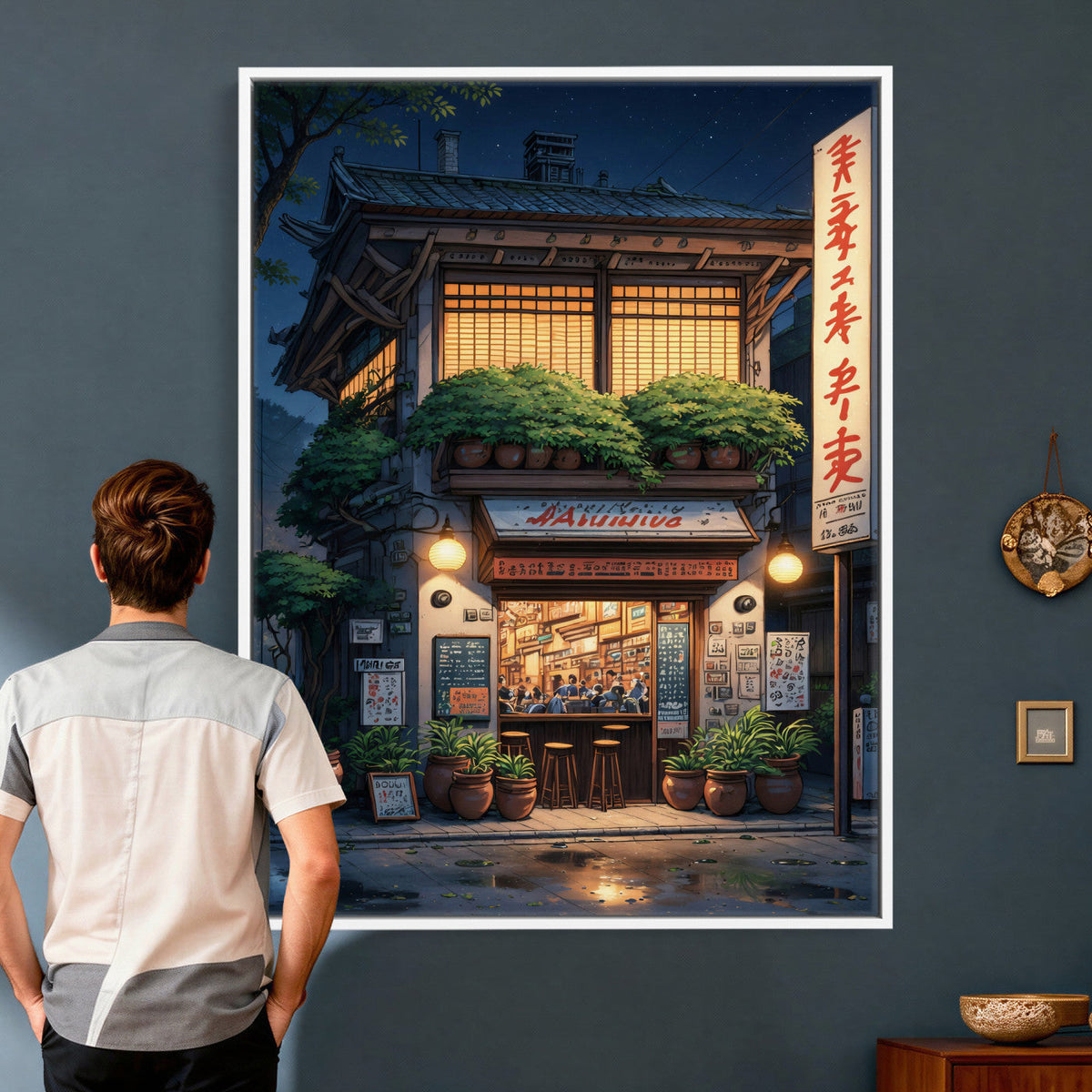 Evening at the Ramen Shop Canvas Wall Art — Japan Night