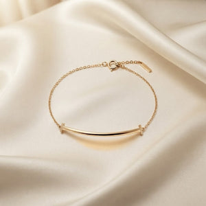 18k Curved Bar Chain Bracelet