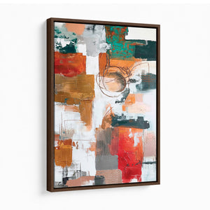 Blue Teal Abstract Canvas Wall Art, Modern Textured Painting Print, Navy Orange White Contemporary Art, Neutral Living Room Decor, Office Art