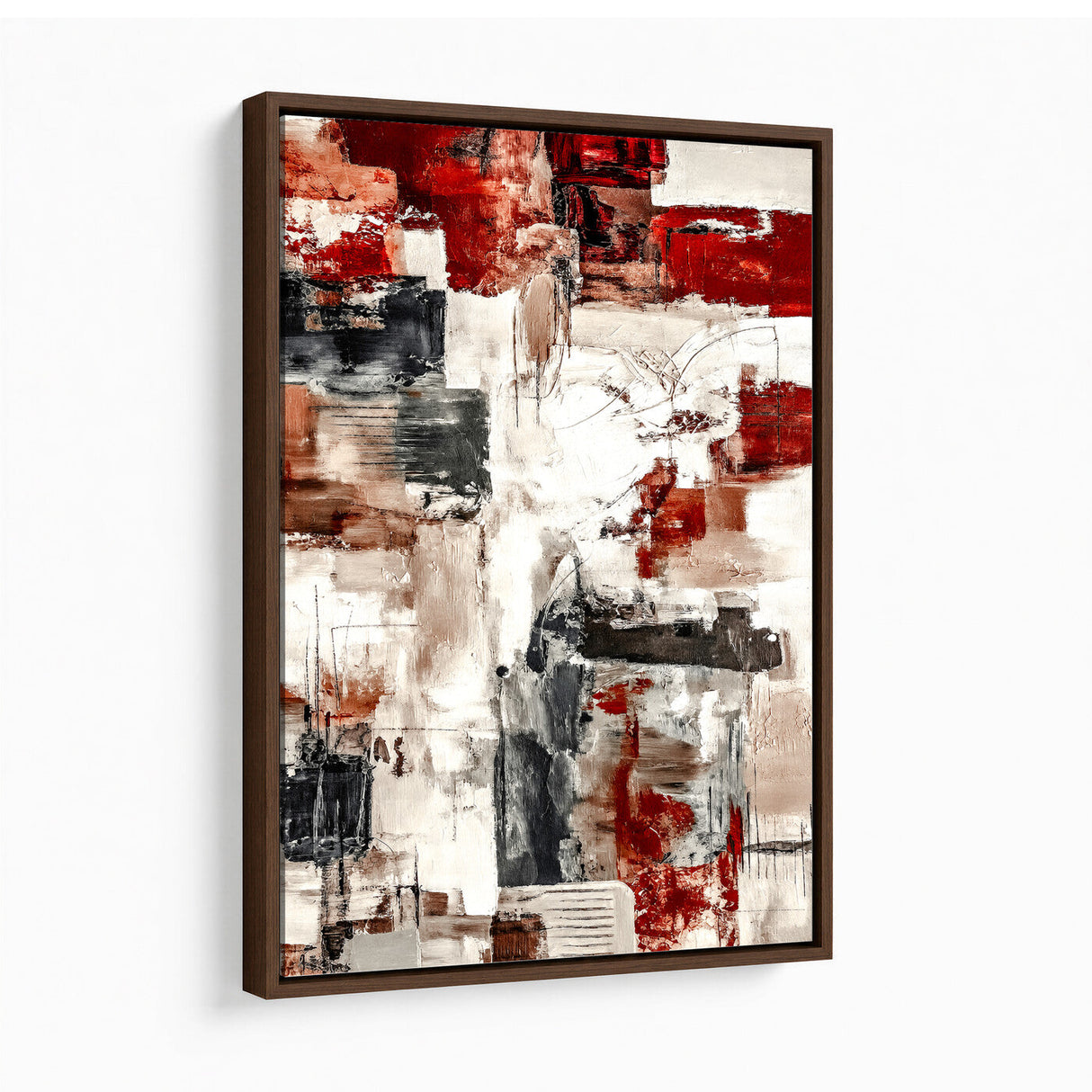 Blue Teal Abstract Canvas Wall Art, Modern Textured Painting Print, Navy Orange White Contemporary Art, Neutral Living Room Decor, Office Art