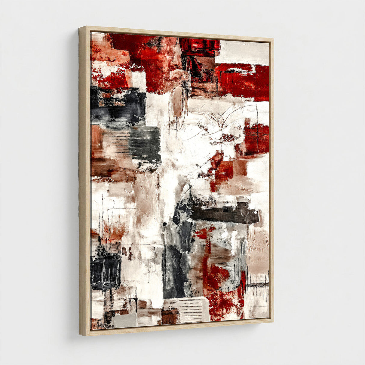 Blue Teal Abstract Canvas Wall Art, Modern Textured Painting Print, Navy Orange White Contemporary Art, Neutral Living Room Decor, Office Art