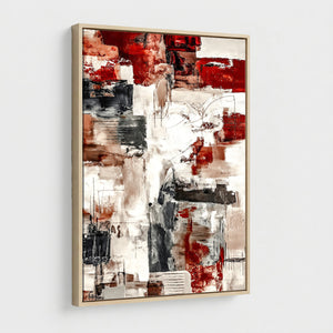 Blue Teal Abstract Canvas Wall Art, Modern Textured Painting Print, Navy Orange White Contemporary Art, Neutral Living Room Decor, Office Art