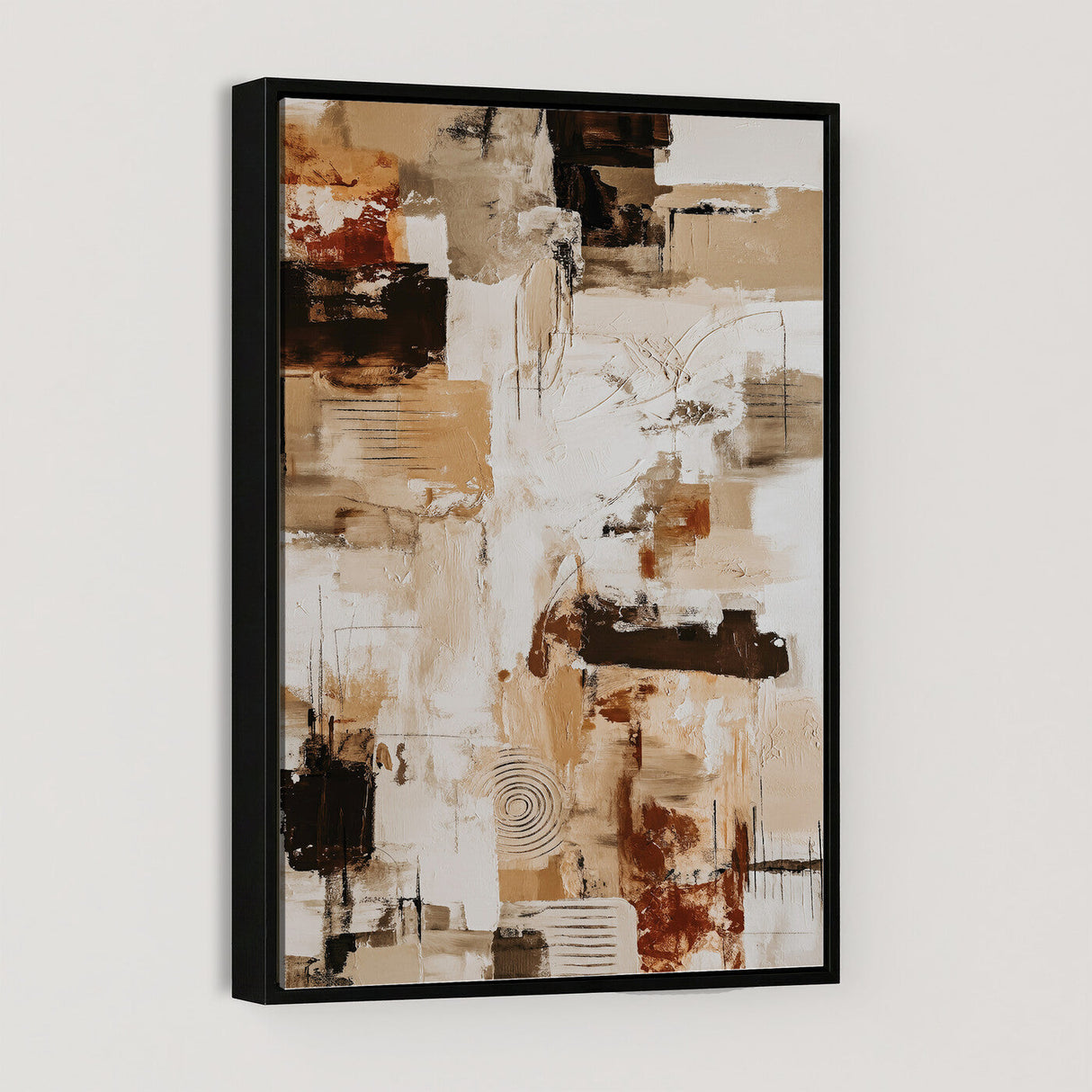 Blue Teal Abstract Canvas Wall Art, Modern Textured Painting Print, Navy Orange White Contemporary Art, Neutral Living Room Decor, Office Art