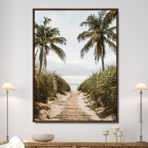 Tropical Beach Wall Art Canvas Print – Framed Coastal Palm